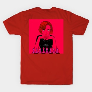 Beth the queen’s gambit in chessmaster in red room T-Shirt